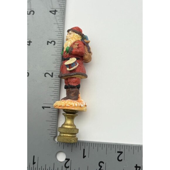 Vintage Santa Claus Lamp Finial Small Christmas Decoration Holding Tree and Toys - Picture 3 of 7